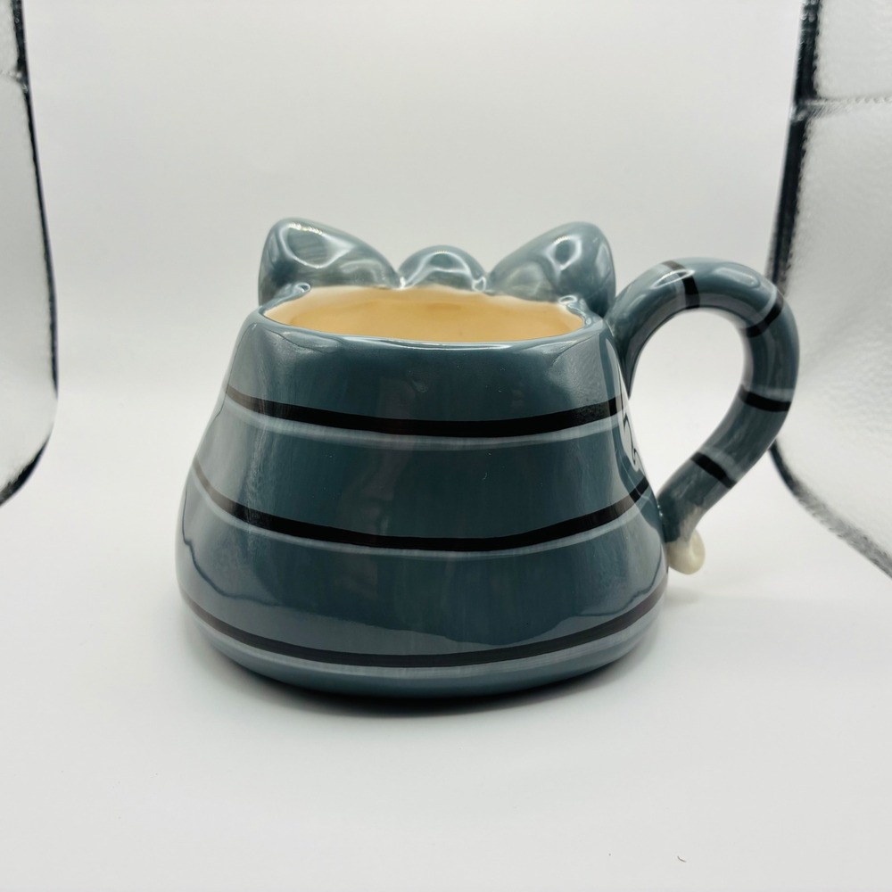 Vintage Russ Berrie Style 3D Figural Gray Tabby Cat Mug Coffee Cup Hand Painted - Picture 3 of 7